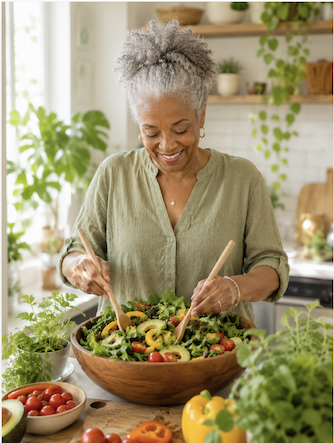 Black Lady Making Salad