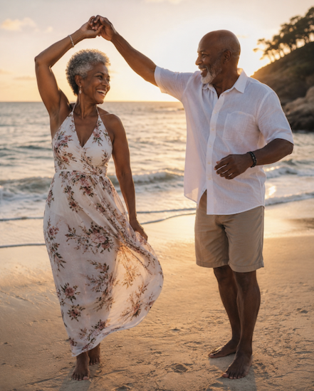 couple dancing on the beach