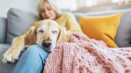 lady with dog napping