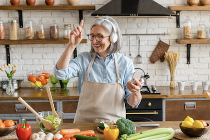 Lady senior in kitchen