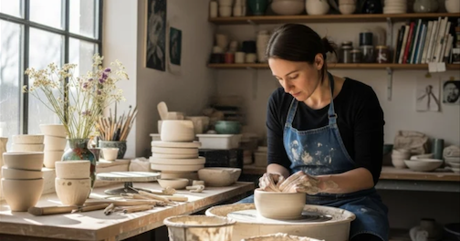 Hobbies pottery lady