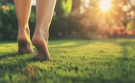 Walk barefoot on grass