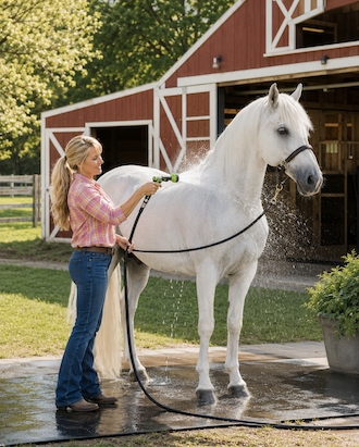 SJ hosing off Zeus