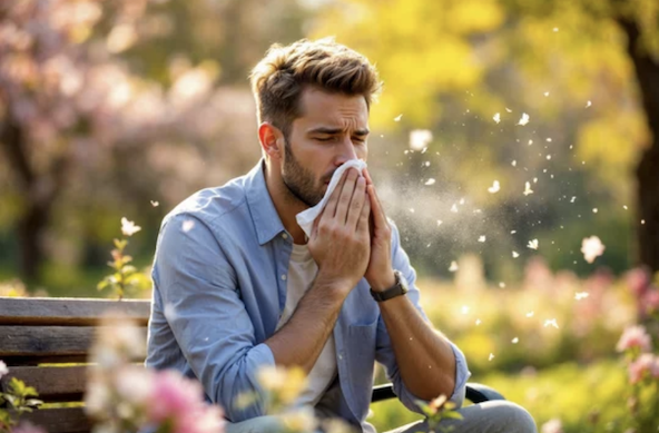 Allergy man outside