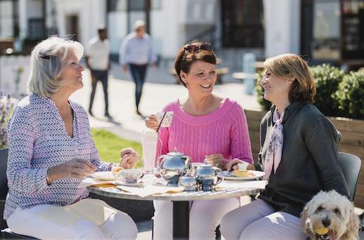Senior ladies happy at table
